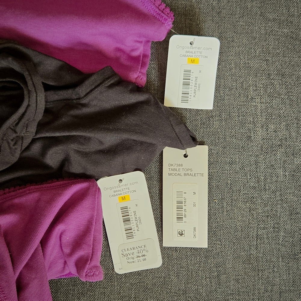DKNY Bralette Bundle Womens M Purple Grey New 3 Pack Cotton Lace Triangle Scoop - Picture 7 of 8